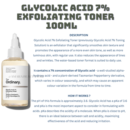 The Ordinary glycolic acid 7% Exfoliating Toner 100mls -