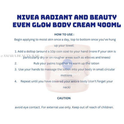 NIVEA EVEN GLOW BODY CREAM 400ML